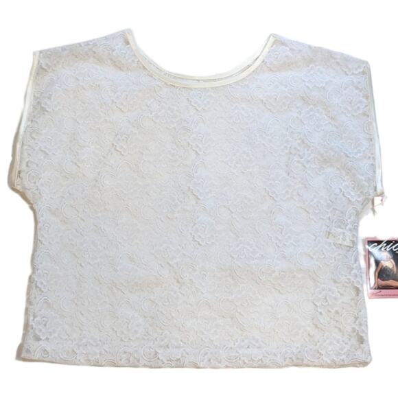 Chic by h.i.s. vintage lace intimate top white size L NOS - Picture 3 of 7